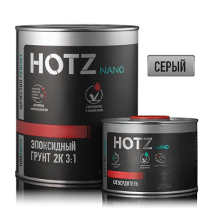 HOTZ 2К Эпоксидный грунт 3:1 б/ж 1L серый+Отвердитель для 2К Эпоксидного грунта б/ж 330 ml 