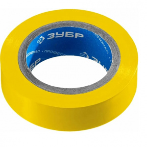 Изолента, ЗУБР Мастер ПВХ, не поддерживающая горение, 6000 В, 15мм х 10м, желтая