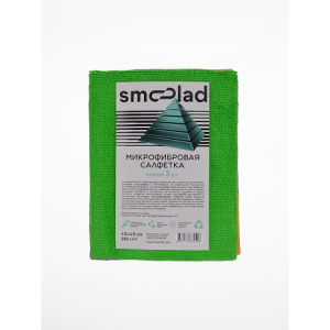 SMOOLAD Салфетка из Микрофибры НАБОР (Зел., Оранж., Коричн.) ультразвук. 280гр/м 40х40см (уп 3 шт)