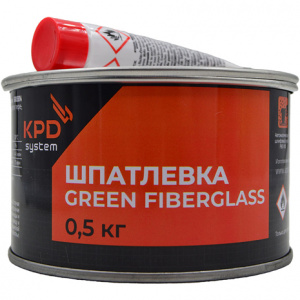 KPD SYSTEM Шпатлевка со стекловолокном Зеленая  FIBER GLASS 0,5 кг