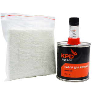 KPD SYSTEM Набор для ремонта пластика (ПЭ смола 0,25кг+10г+ст/мат 100 гр/м2 62*40см+пл емкость)