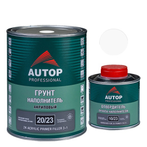 AUTOP 20/23 - 2K Грунт-наполнитель акриловый 3+1 (Белый) + ОТВЕРДИТЕЛЬ (1+0,33л)
