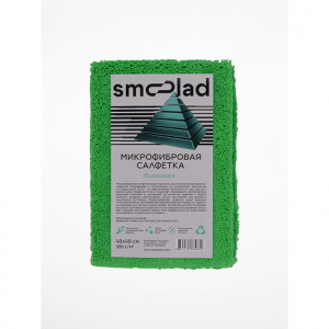 SMOOLAD Салфетка из Микрофибры (зеленая) ПЛЮШЕВАЯ ультразвуковая обработка 320гр/м 40х40см