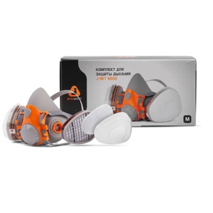 6500 JETAPRO Полумаска в КОМПЛЕКТЕ р-р L фильтры А1(2шт), предфильтры Р2(4шт), держатели (2шт)