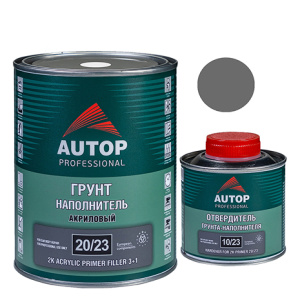 AUTOP 20/23 - 2K Грунт-наполнитель акриловый 3+1 (Серый) + ОТВЕРДИТЕЛЬ (1+0,33л)