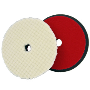 Круг полировальный 150/25 (шерсть) (Белый, красная основа, рисунок-сетка) под Rupes SSS