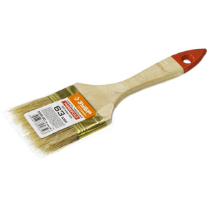 Кисть плоская ЗУБР "УНИВЕРСАЛ-ОПТИМА", светлая щетина, деревянная ручка, 63мм