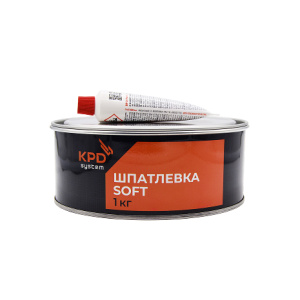KPD SYSTEM Шпатлевка среднезернистая (мягкая, желтая) SOFT 1,0 кг + ОТВЕРДИТЕЛЬ 
