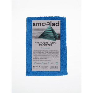 SMOOLAD Салфетка из Микрофибры (синий) ПЛЮШЕВАЯ ультразвуковая обработка 320гр/м 40х40см