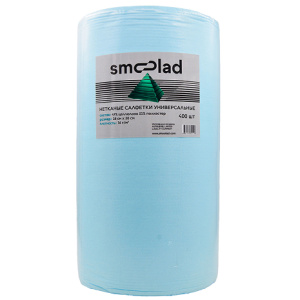 SMOOLAD Нетканые салфетки для обезжиривания высокой прочности СИНИЕ (38х30см) (уп. рулон 400 шт)