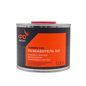 KPD SYSTEM Разбавитель 3в1 Базовых эмалей/Металликов/Акриловых систем 0.5л